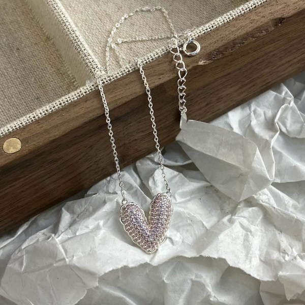 Øredobber Heart Stud S925 Sølv motesmykker Ac5143 Necklace