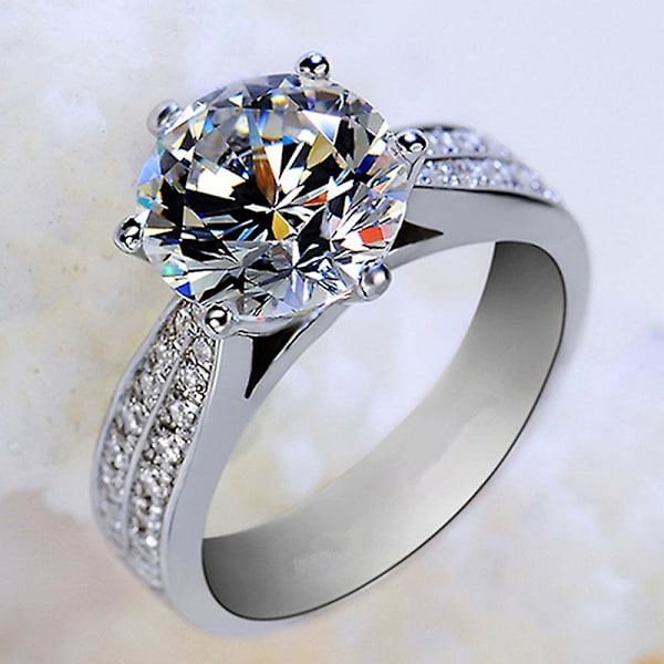 Dammode Zirkon Inlagd Ring Lyxig Silver Pläterad Legering Finger Ring Smycken 9