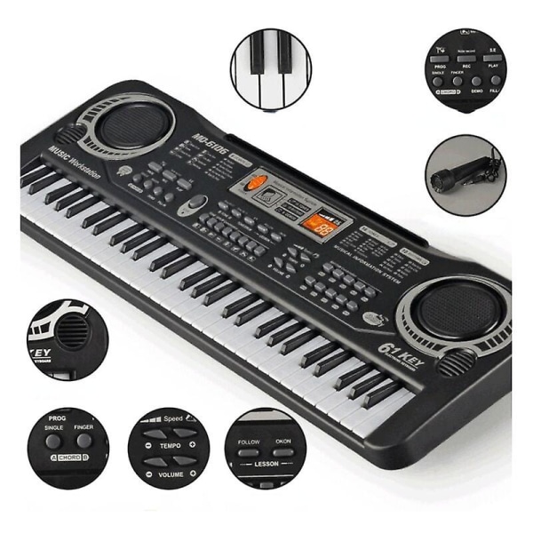 Elektronisk klaver Elektronisk keyboard Digital klaver 61 tangenter Elektronisk klaver Begynder Keyboard Klaver Legetøj Børn