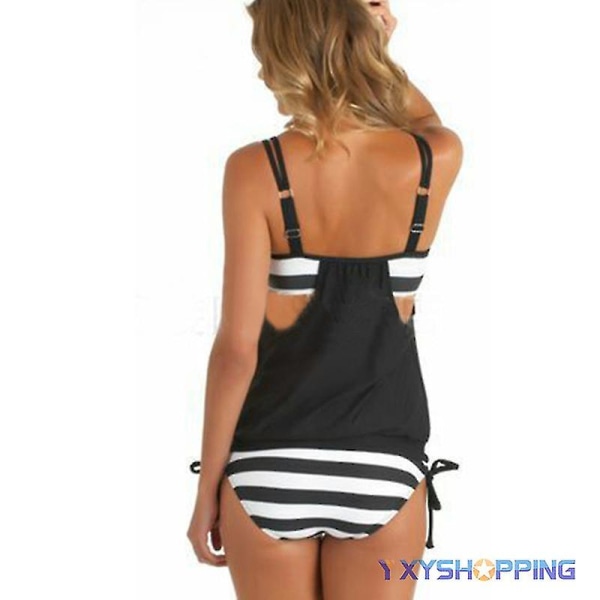 kvinner Sexy Sporty Tankini Sett Bikini Badetøy Badedrakt Ferie Beachwear Badedrakt Badedrakt Black L