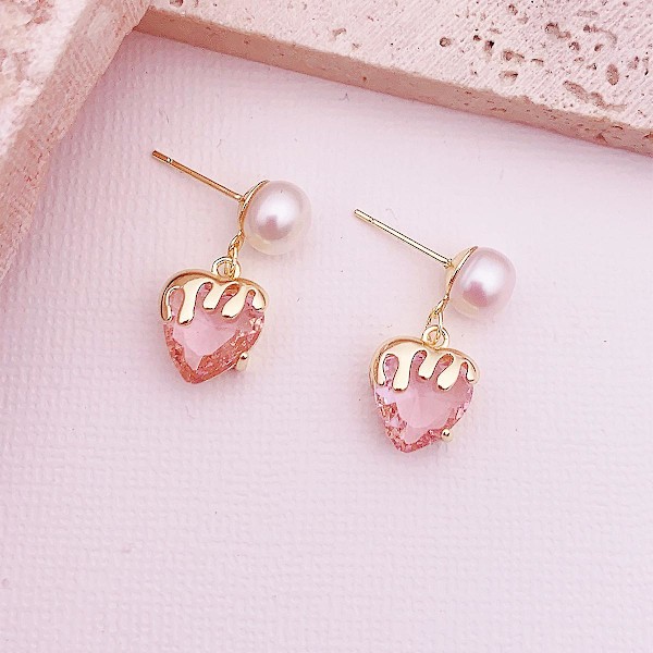 Örhänge Pearl Heart Stud Girls&#39; Modesmycken Ac3752 A238