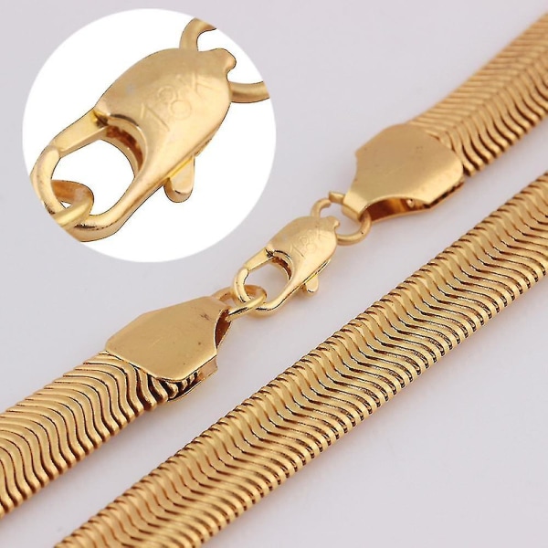 18k gult gull Twist Bone Snake Chain Halskjede 8 mm 25 tommer for menn kvinner