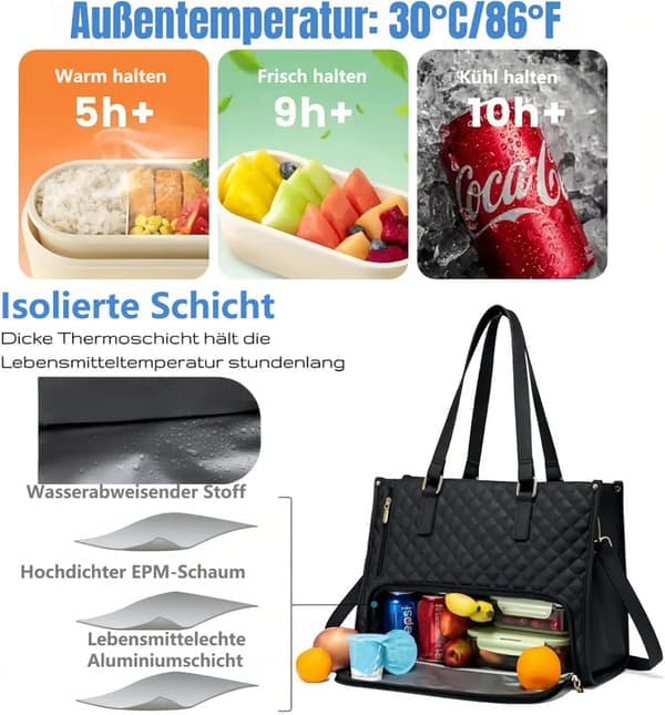 2-i-1 Sort Isoleret Køletaske & 15,6\" Laptoptaske til Professionelle black