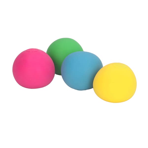 4-pack stressbollar med hög studs, rivtåliga sensoriska klämleksaker för barn, tonåringar och vuxna