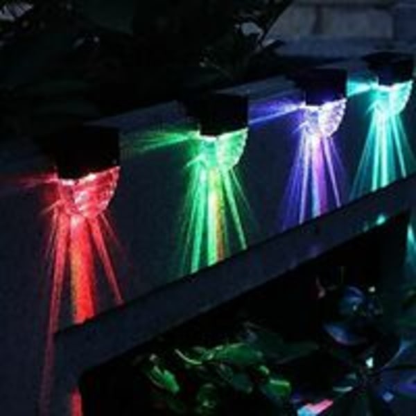 Solcellslampor för uteplats, vattentäta LED-solcellslampor för uteplats, trappor, trädgård, trädgårdsgång, trappsteg och staket, 10 lumen, varmvit/färgförändrande L