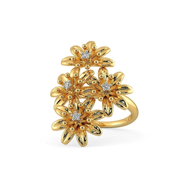 Kvinnor Mode Blomma Finger Ring Bröllop Engagemang Smycken Alla hjärtans dag present Yellow Golden US 7