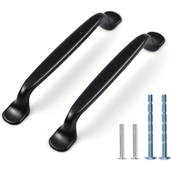 12 stk svart kjøkkenhåndtak, skaptrekk, skaptrekk, skufftrekk med 2 størrelsesskruer, perfekt for soverom Stuemøbelskap (128mm)
