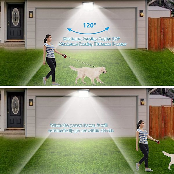 Utendørs solcellelys (2pack Ip65-2000mah) Utendørs solcellelys med 56 led bevegelsessensor, med 5m kabel, egnet for utendørs og hagebruk [energi Cla