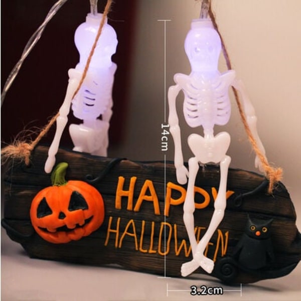 Halloween lysstreng Halloween dekorasjoner 8 moduser med fjernkontroll Ghost Skull Lights Vanntett batteridrevet