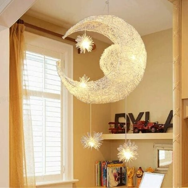 Moderni riippuvalaisin Disign Moon and Stars 5 LED-valoa kattokruunu kattovalaisin lämmin valkoinen valo riippuvalaisin Ki:lle