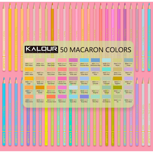 KALOUR 50 fargeblyanter Macaron Art Graffiti Fargeblyantmaling (HB),