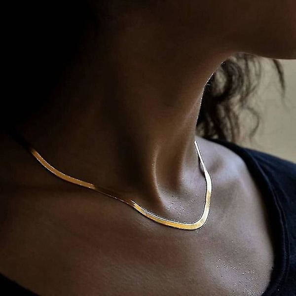 Snake Chain halskæde rustfrit stål sildeben guld farve Chain halskæde gold color 3mm 18inch(45cm)
