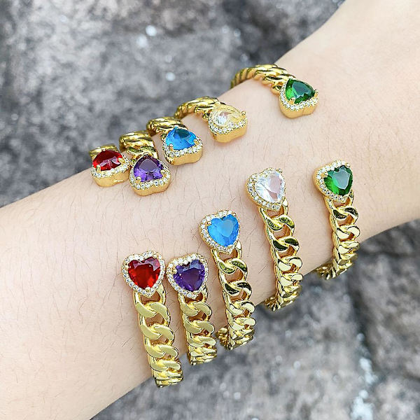 Armbånd Vintage Zircon Heart Stud Fashion smykker Ac10832 Blue