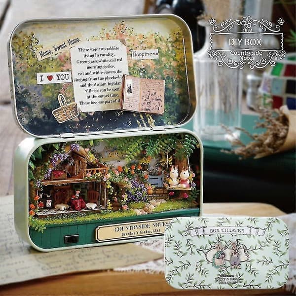 Dukkehus Miniature Gør-det-selv-sæt med møbler Mini Box Teater Kunstgave