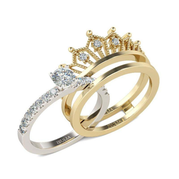 Löstagbar kvinna mode krona strass finger ring bröllop brud smycken gåva US 8