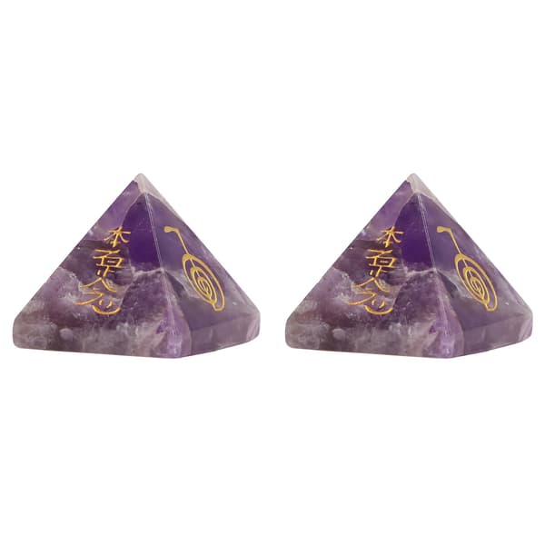 2 stk. Energi Pyramide Krystal Meditation Sten Fire Sidet Bogstaver Indretning Gave