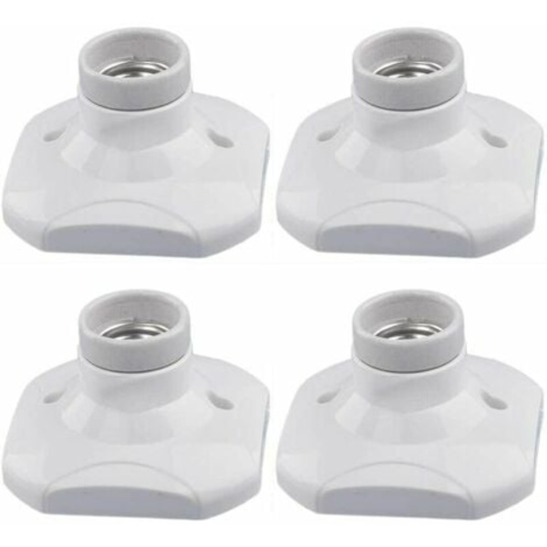 E27 LED-lampsockel, Keramisk E27-sockel och plastsockel, E27 Väggsockel, Vit E27-sockel med ring för entré/tak