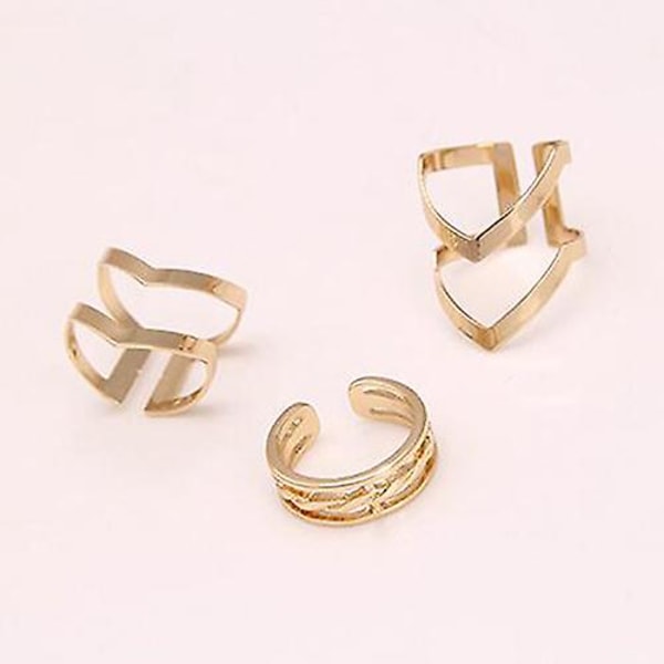 3 st/ set Mode kvinnors pil Hollow Midi Knuckle Open Finger Ring Band Present Silver