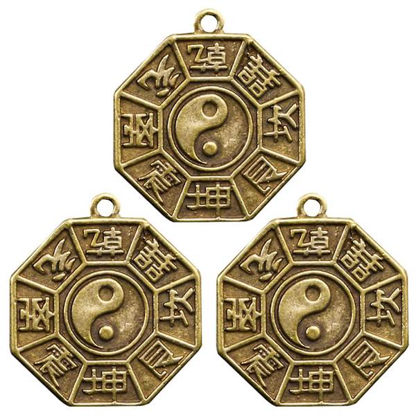 3 kpl Tee itse riipuksia Vintage Tai Chi Trigram Avaimenperä Riipukset Amuletti Riipukset Laukku Riipukset