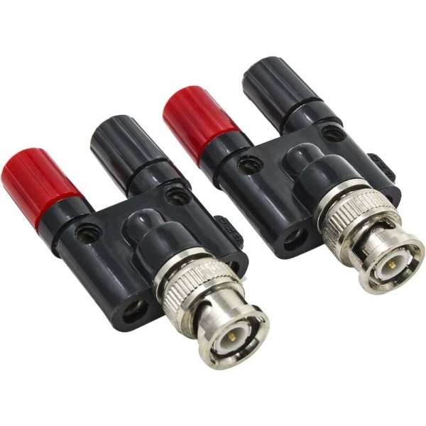 BNC hanstik til dobbelt 4 mm stikadapter Banana Jack lydstik lydstik 2 stk.，