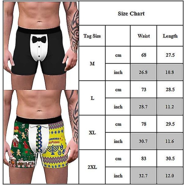 Christmas Men Novelty Boxers Undertøy Underbukser B 2XL