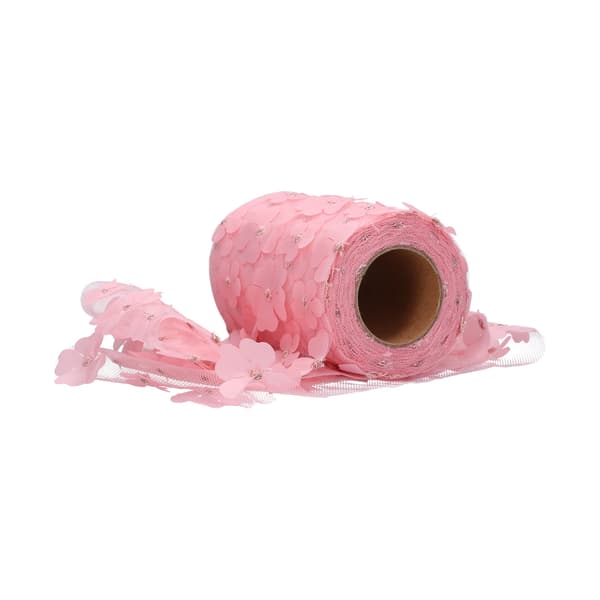 Premium Polyester Glitrende Tyl Ruller Pink 10cm 10yd Fleksibel Bred Anvendelse
