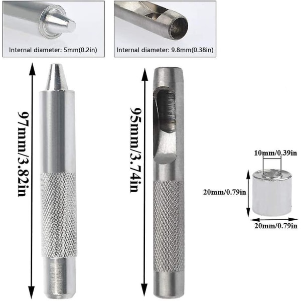 Genomföring öljetter, 100 set öglor 10 mm öglor, presenning reparationssats, med 3 st hål genom öglor Öljet verktygssats för presenning, tyg, gardiner och fa