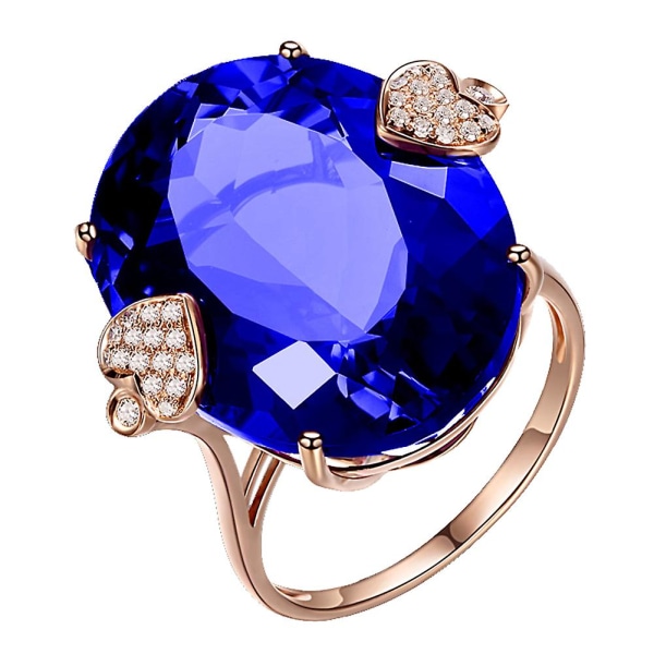 Bryllup Forlovelsesfest Brude Oval Rhinestone Innlagt hjerte Finger Ring smykker Blue US 10