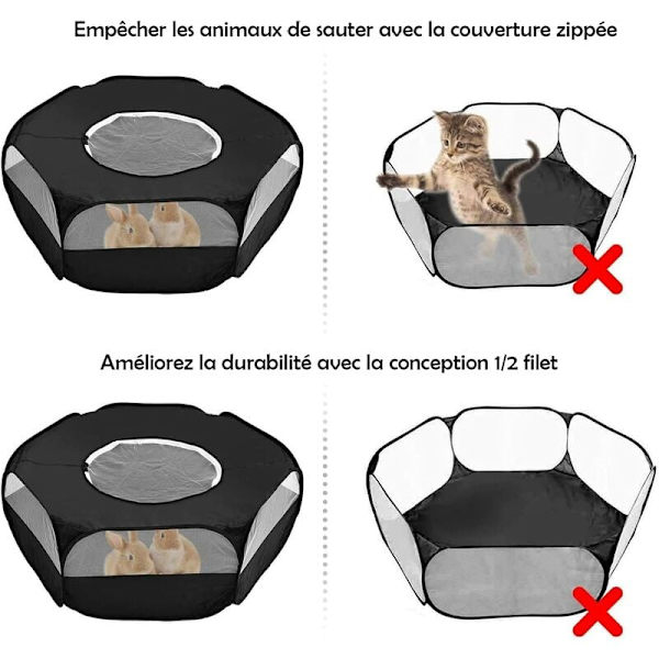 Pienen lemmikkieläinten aita cover ja sivukankaalla - Musta kokoontaittuva pieneläinmatelijoiden aita Pienieläinteltta