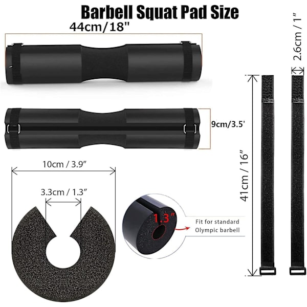 Squat Sleeve Barbell Squat Pad Foam Nackstöd Axelskydd för squats Lunges, Höftstötar, Tyngdlyftning, Styrketräning, Hanteldyna