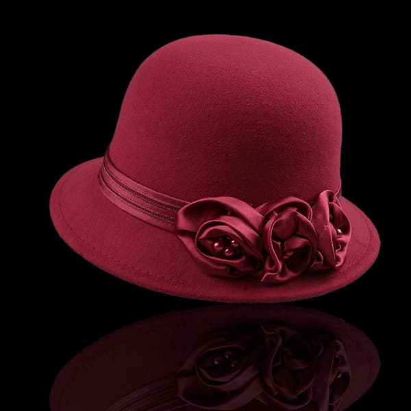Fedoras-hatt for cosplayfester Elegant silkemyk kameliablomsthatt Voksen karnevalsfesthatt Flapper hodeplagg karamell