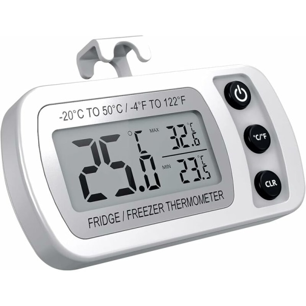 Hvidt køletermometer 0.1 digital fryser og vandtæt termometer, LCD-skærm