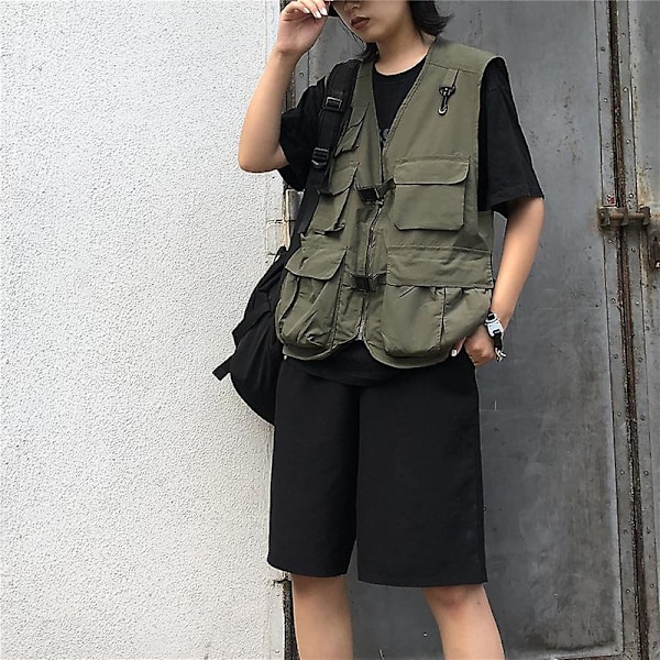 Fritidsväst, mesh för män och kvinnor Utomhus, funktionell multificka, män och kvinnor, Fotografi Väst Fiskehäst, klippväst, tunn Military green 4XL