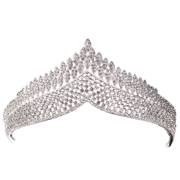 Brudekrone Hodeplagg Luksus Rhinestones Innlagt pannebånd for kvinnelig bryllupsbursdagshår Silver