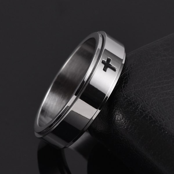 Kvinder Ring Unisex Rustfrit Stål Roterende Stress-relieving Finger Ring Til Daglig Brug Silver US 6