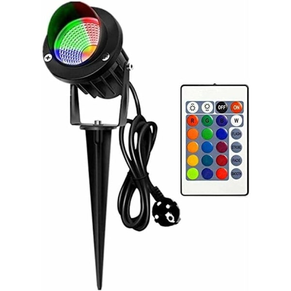 Puutarhavalot, 10 W COB maisemakohdevalo, värikäs RGB-valaistus kaukosäätimellä kaukosäätimellä ulkokohdevalo, Ga