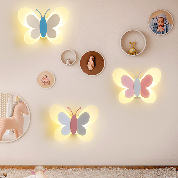 LED-perhoskoriste, lastenhuoneen seinävalaisin (valkoinen)