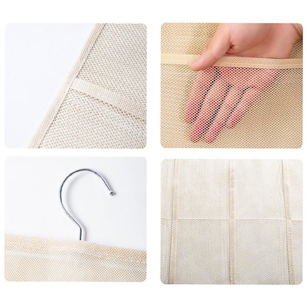 Monikäyttöinen riippuva vaatekaappi Kaksipuolinen riippuva säilytyskassi style2 beige