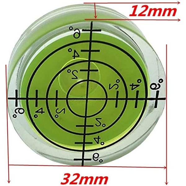 Gfnt 4st 32 mm cirkulär bubbelnivå för stativ fonograf skivspelare Grön