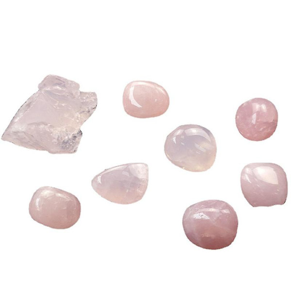 Oregelbundna polerade rosa kristaller stenar Set Office Home Desktop dekorativ prydnad
