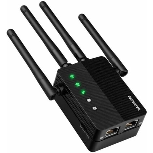 Kraftig trådløs WiFi-rekkeviddeforlenger - 1200mbps WiFi-repeater med 2 Ethernet-porter, WiFi Booster 5Ghz og 2,4Ghz, WiFi