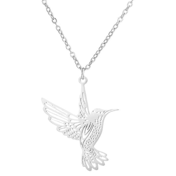 Legering stål kedja hänge pärlor halsband Vintage gyllene silver färg liten fågel halsband