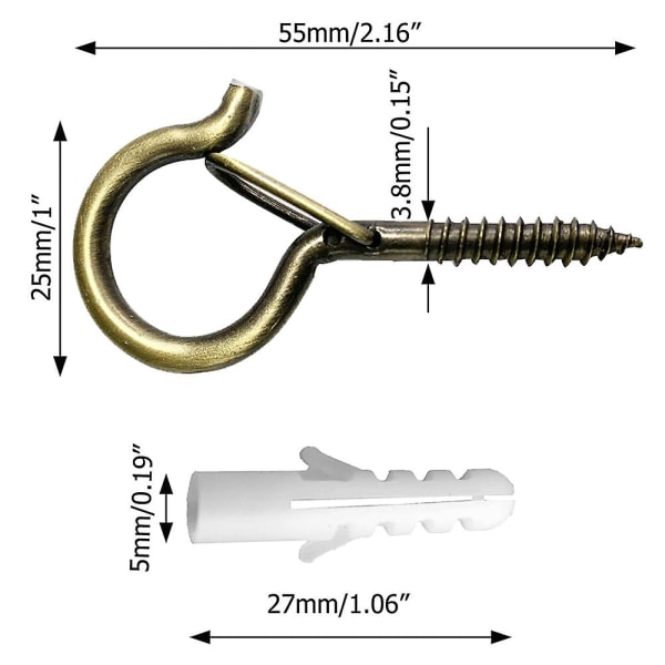 24 stk. Skruekroge Udendørs Lyssnor Sikkerhedsskruekrog Loftkroge Med Sikkerhedsspænde Vægophæng Bøjler Til Fest Og Festivalpynt Bronze