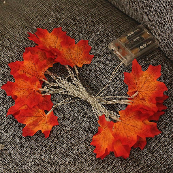 Efterårsdekoration Maple Leaf String Lights, 3m 20 LED-lys 2 lystilstande til feriefest Indendørs Udendørs Halloween Thanksgiving-dekorationer (Varm L