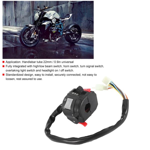 Motorsykkel Styrekontroll Bryter Frontlys Blinklys Horn Knapp Montering