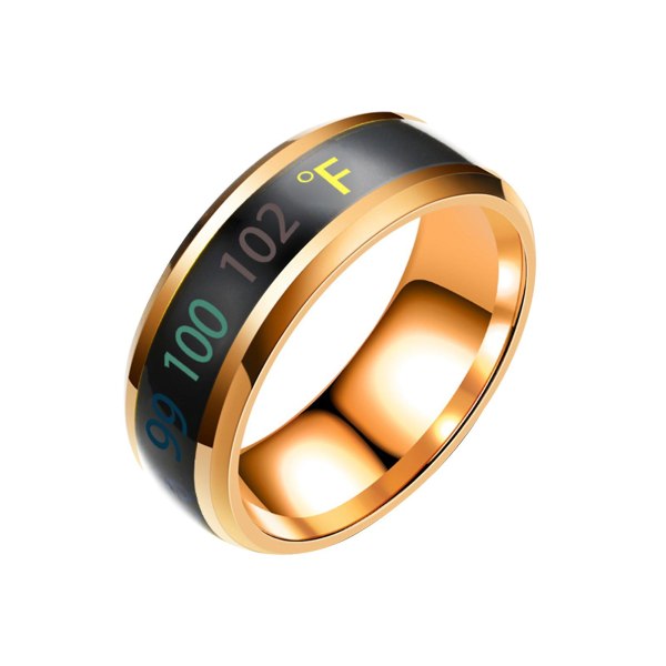 Mode Rostfritt stål Intelligent Temperatur Humör Emotion Feeling Par Ring Rose Gold US 8