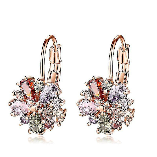 öronklämmor Miljöskydd Färgglada Zircon Rose Guldpläterade örhängen för boll