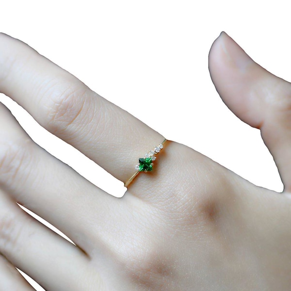 Mote kvinner Faux Emerald innlagt fingerring bryllup forlovelse smykker gave US 8