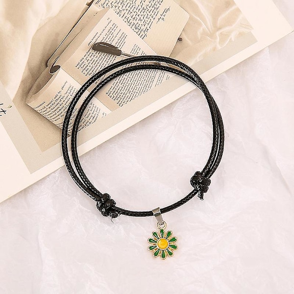 10 stk svart par armbånd ensfarge justerbar håndlaget enkle slitesterke smykker gaver til kvinner Basket colored Daisies