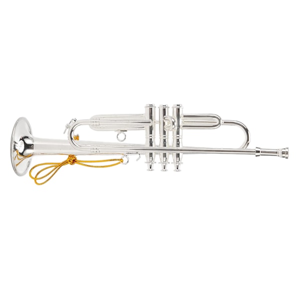 Elegant Mini Sølv Kobber Trompet Dekoration - 14cm (5.5in) Realistisk Design